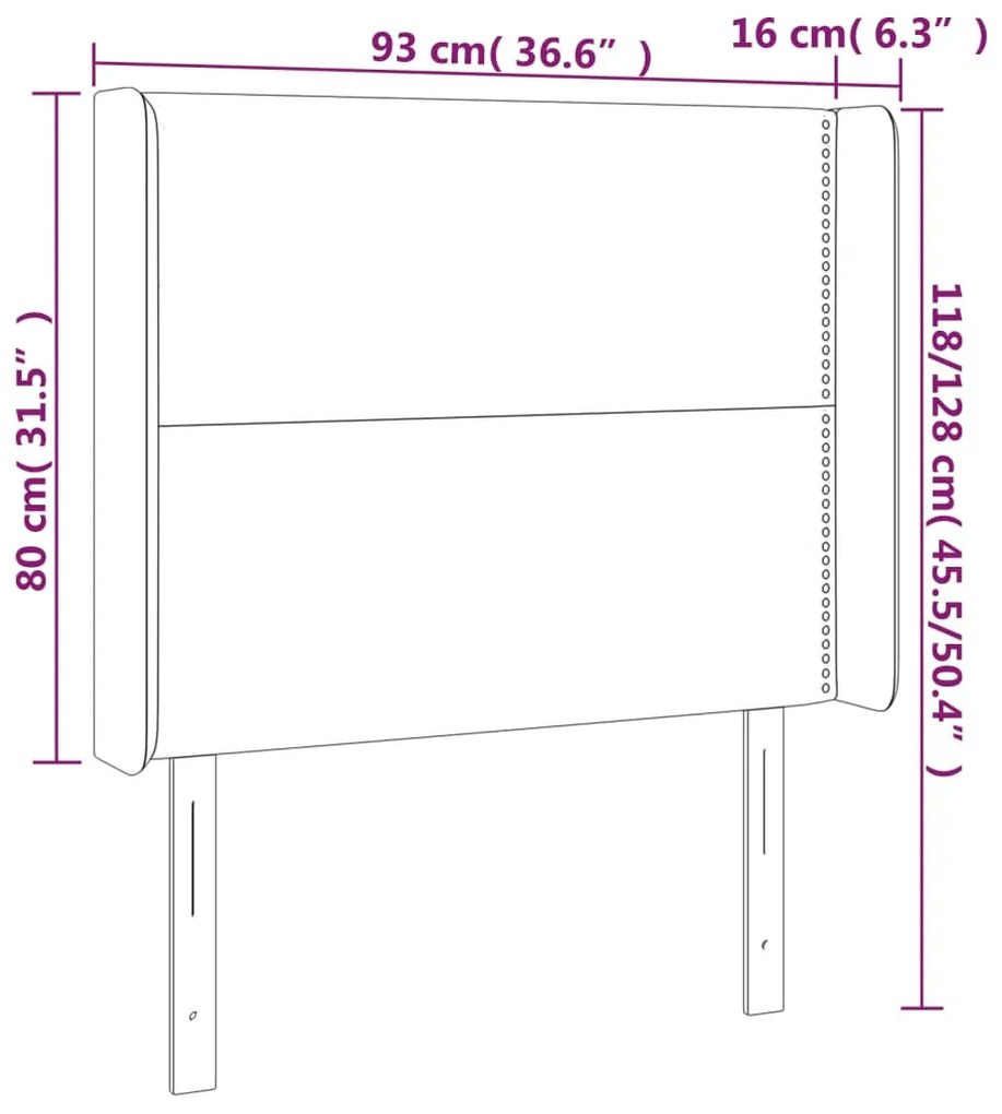 szürke műbőr LED-es fejtámla 93x16x118/128 cm