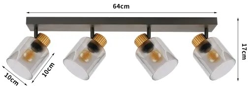 Brilagi - HYGGE spotlámpa 4xE14/15W/230V fekete/füstszínű