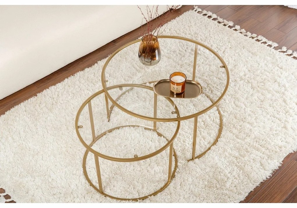 Aurum Gold dohányzóasztal szett 80 cm, 2 db