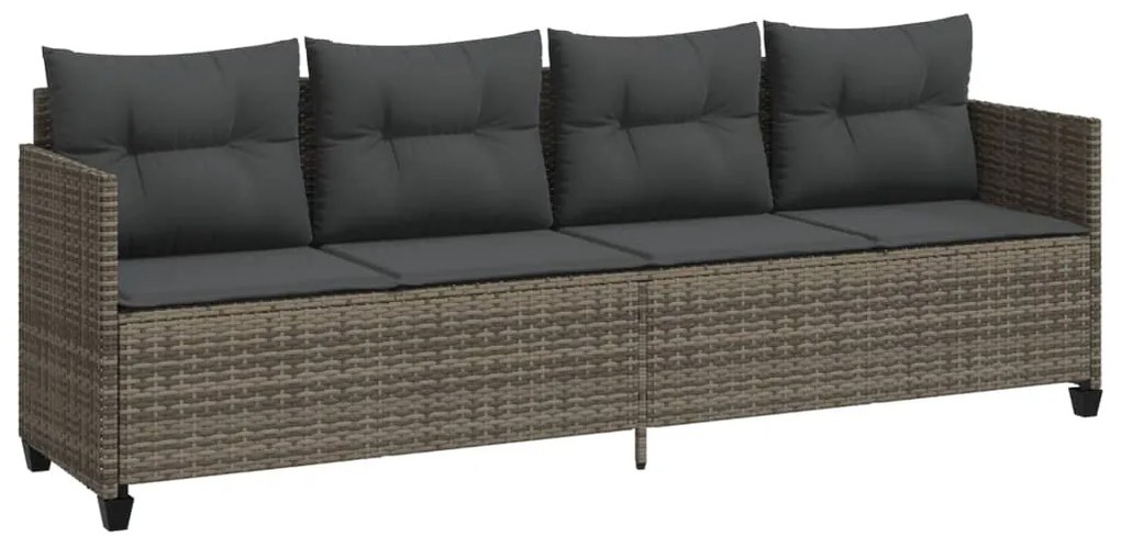 Szürke polyrattan napozóágy párnával
