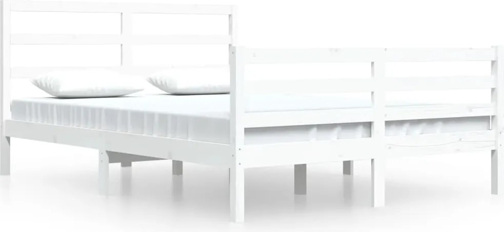 vidaXL fehér tömör fenyőfa ágykeret 160 x 200 cm