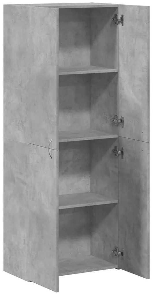 betonszürke szerelt fa irattartó szekrény 60 x 32 x 153 cm