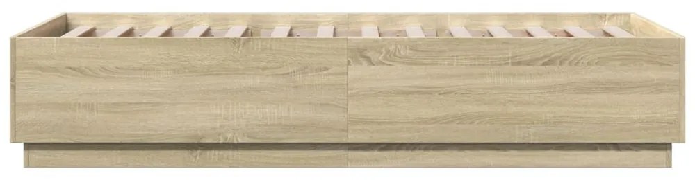 sonoma tölgyszínű szerelt fa ágykeret LED-del 90 x 200 cm