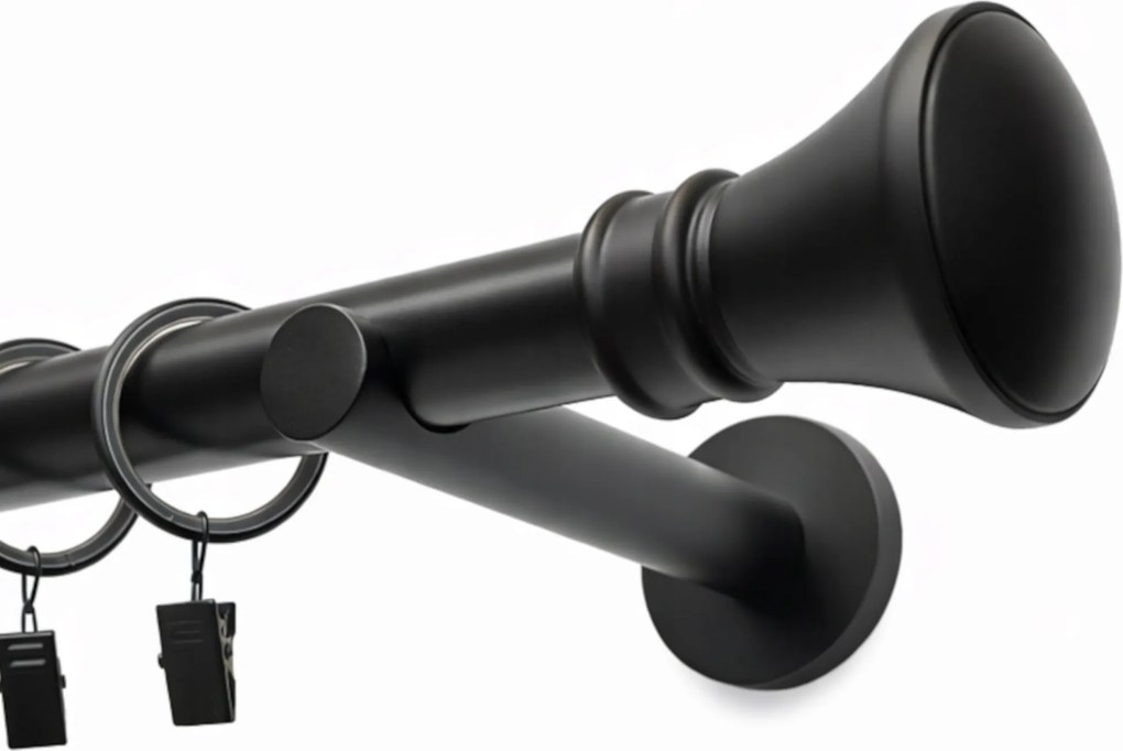 Függönykarnis Szimpla Fém Fekete Matt Függönykarnis 25 MM 140 CM Monaco