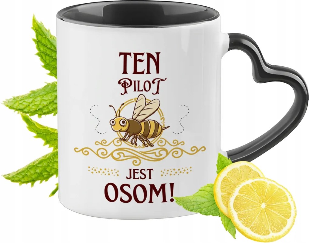 Pincérnőnek Fekete Bögre Szív Alakú Füllel Ajándék