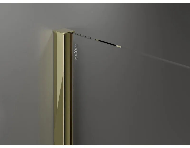 Mexen Velar, tolóajtós zuhanykabin 110 (ajtó) x 80 (fal) cm, 8mm átlátszó üveg, arany fényes, 871-110-080-01-50