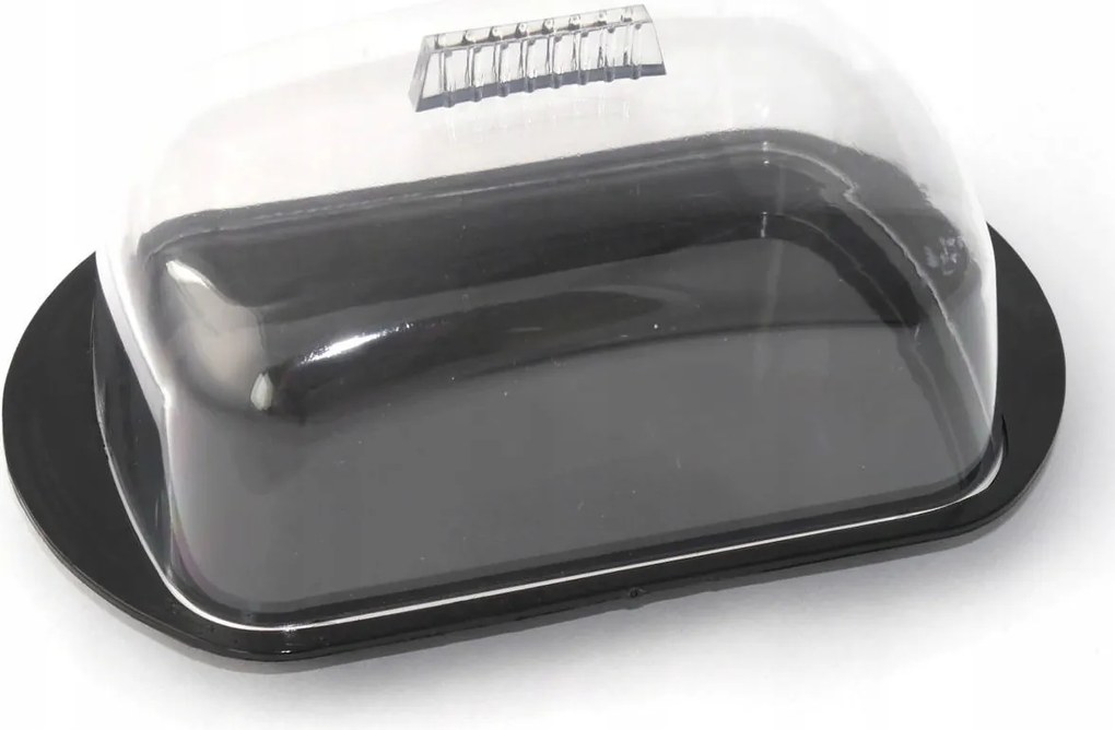 Műanyag Vajtartó Fedéllel fekete 18x11 cm