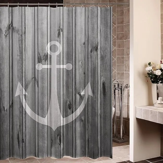 Rusztikus szürke dekoratív zuhanyfüggöny 180 x 200 cm