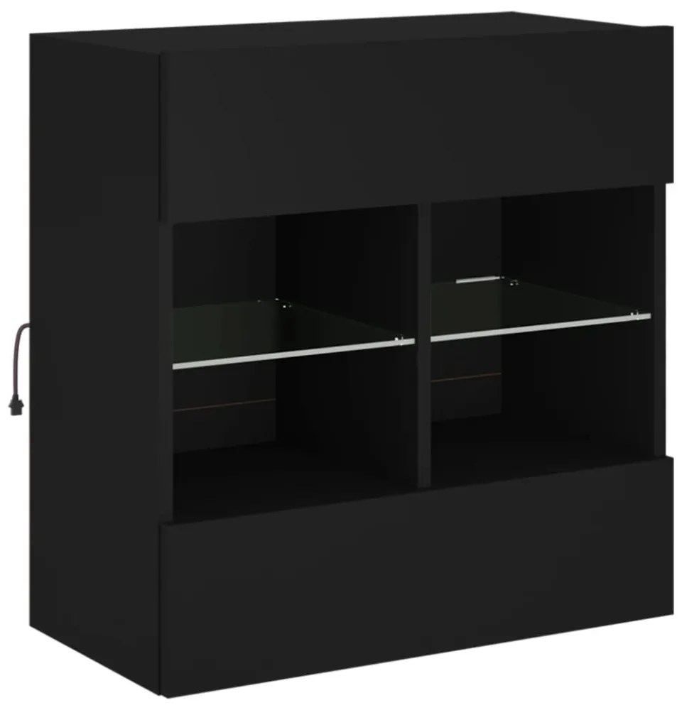 fekete falra szerelhető TV-szekrény LED-lámpákkal 58,5x30x60,5