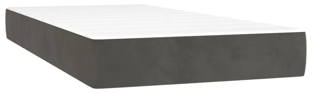 sötétszürke bársony rugós és LED-es ágy matraccal 120x190 cm