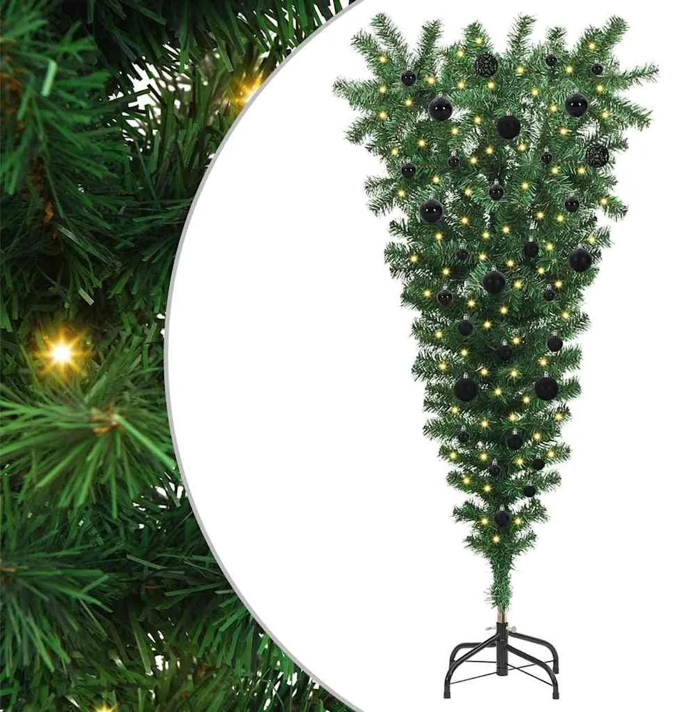 Felfordított Műfenyő Előre Világító Karácsonyfa Gömbökkel