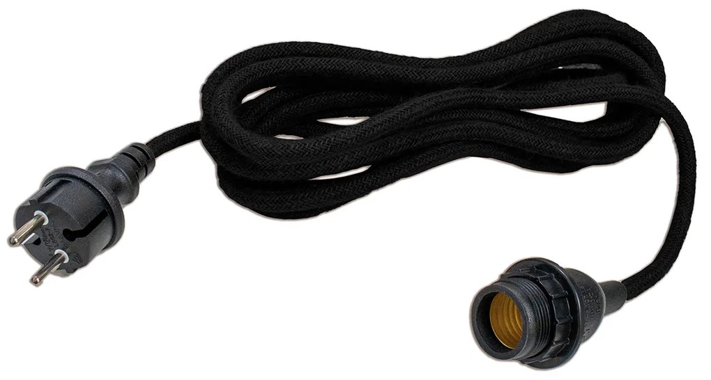 Fekete fényfüzér dugóval és E27 foglalattal 5m IP54 - Arteixo