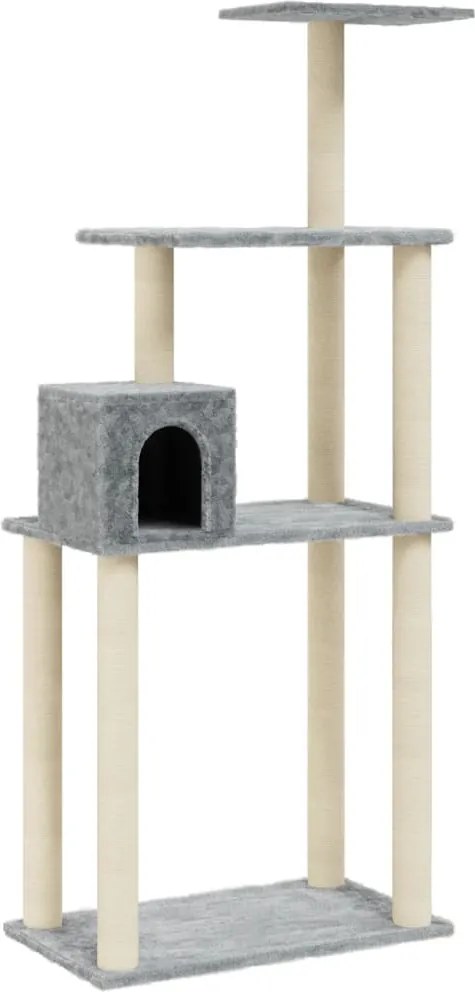 vidaXL világosszürke macskabútor szizál kaparófákkal 147 cm