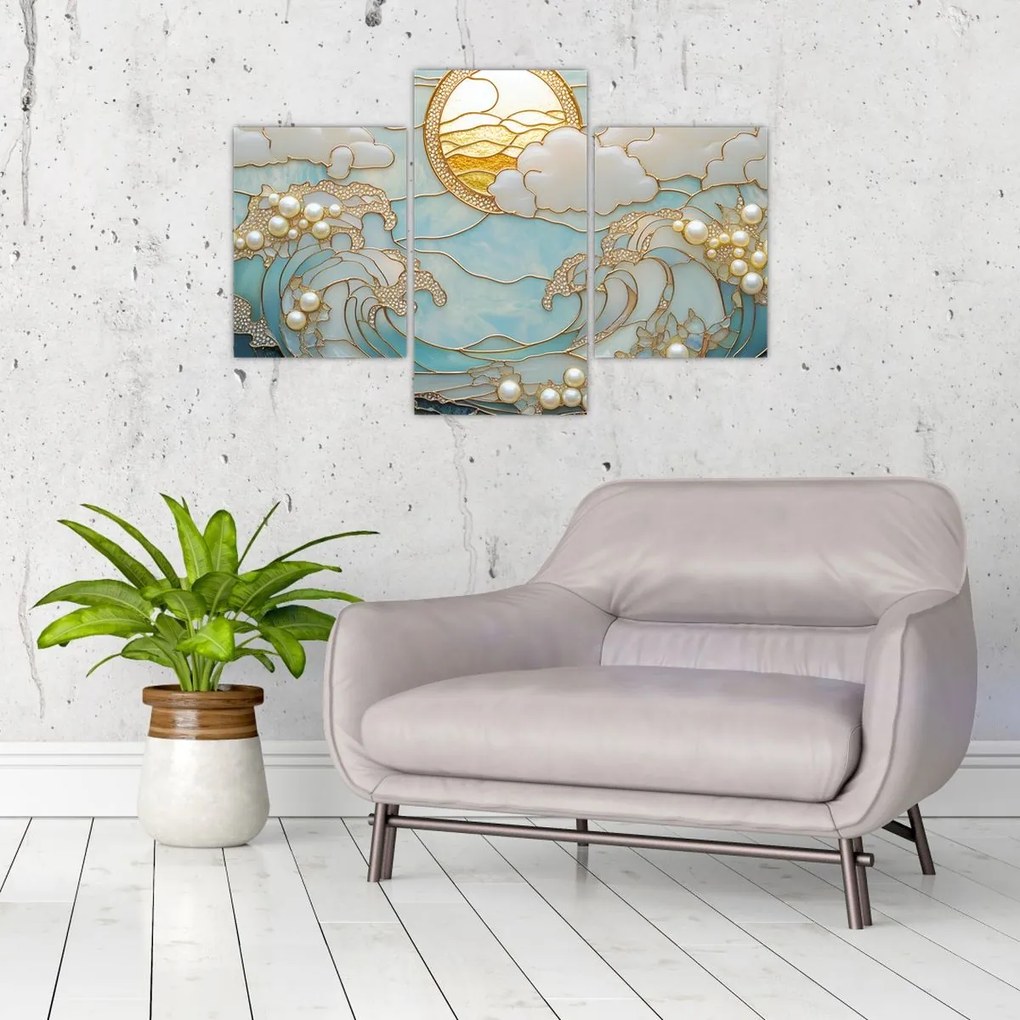Kép - 3D gyöngyök az óceánban (90x60 cm)
