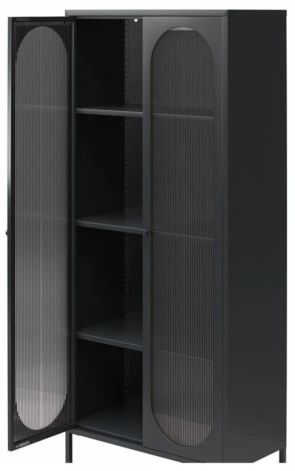 Fekete fém tálalószekrény 80x186x40 cm Luna – Støraa