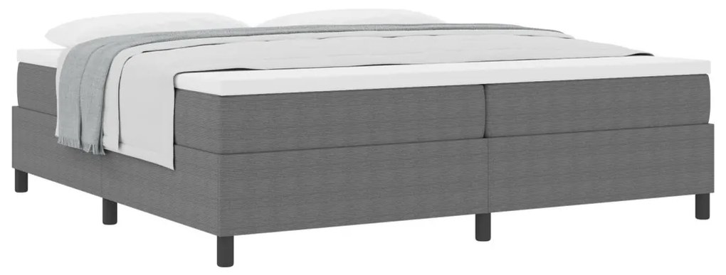 Box Spring Ágy Matraccal Világosszürke 200x200 cm Kordbársony