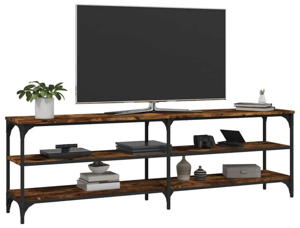 füstös tölgy színű szerelt fa TV-szekrény 160x30x50 cm