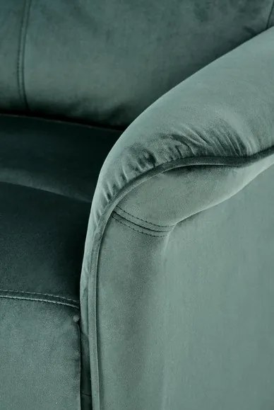 SEMIR sötétzöld karosszék elektromos dönthető funkcióval / USB csatlakozóval