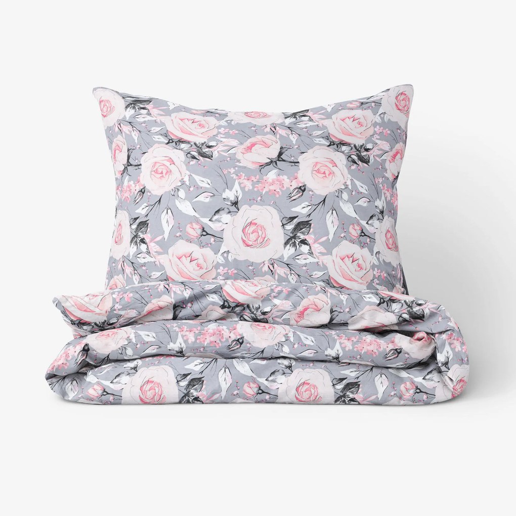 Goldea pamut ágyneműhuzat - régi rózsaszín virágok 140 x 200 és 70 x 90 cm