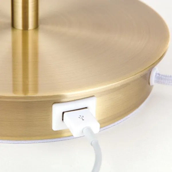 Orion LA 4-1205/1 - Asztali lámpa USB porttal LUDWIG 1xE27/40W/230V fehér/arany