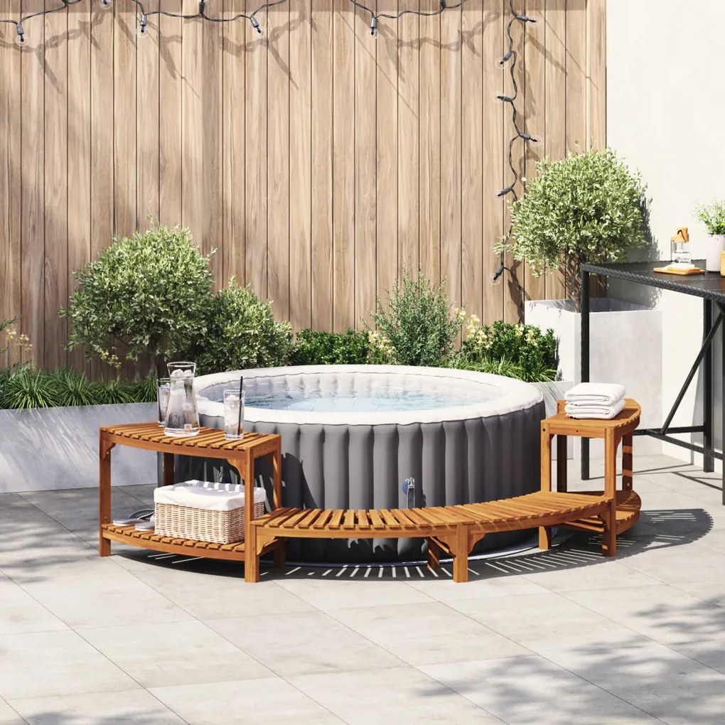 Jakuzzi Környezet Félig Kerek 252x111.5x55.5 cm Tömör Akácfa