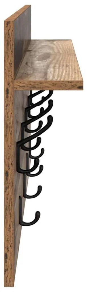 Fali Kabáthorog polcokkal Régi fa 80 x 40 x 12 cm Faanyag