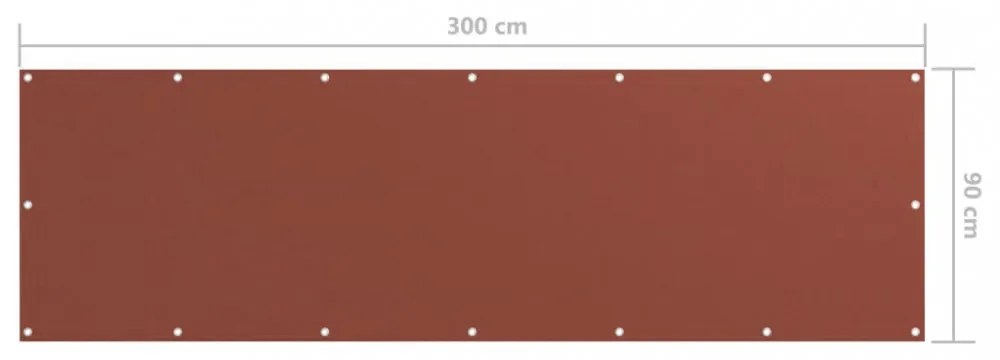 terrakotta oxford-szövet erkélyparaván 90 x 300 cm