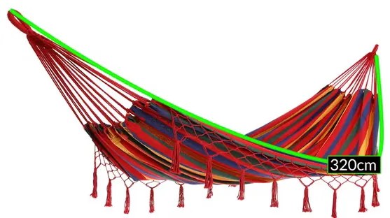 Deuba Függőágy rojtokkal 320x150 cm - piros