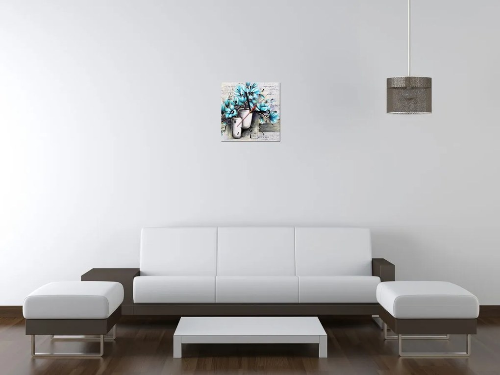 Gario Órás falikép Kék magnóliák vázákban Méret: 40 x 40 cm