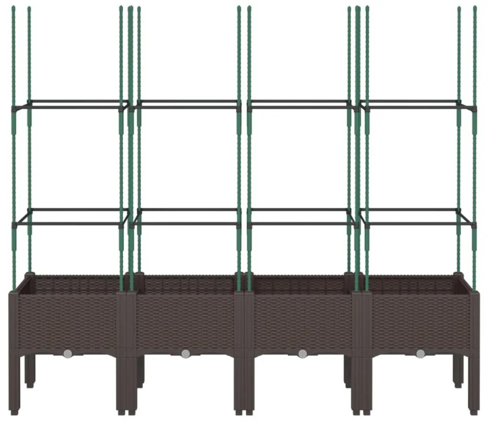 barna polipropilén rácsos kerti ültetőláda 160 x 40 x 142,5 cm