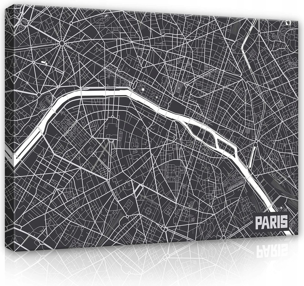 Vászonkép 100x75 Párizs térkép Párizs város minimalizmus geometria Franciaország utazás