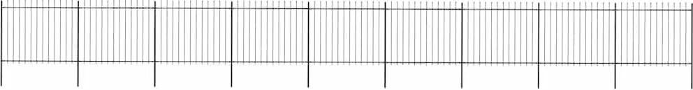 vidaXL fekete acél kerti kerítés lándzsás tetejű 1603,5 x 150 cm