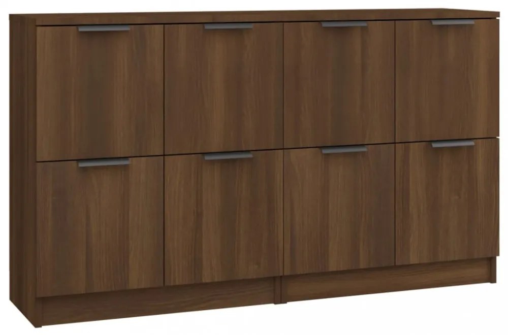 vidaXL 2 db barna tölgyszínű szerelt fa tálalóasztal 60 x 30 x 70 cm