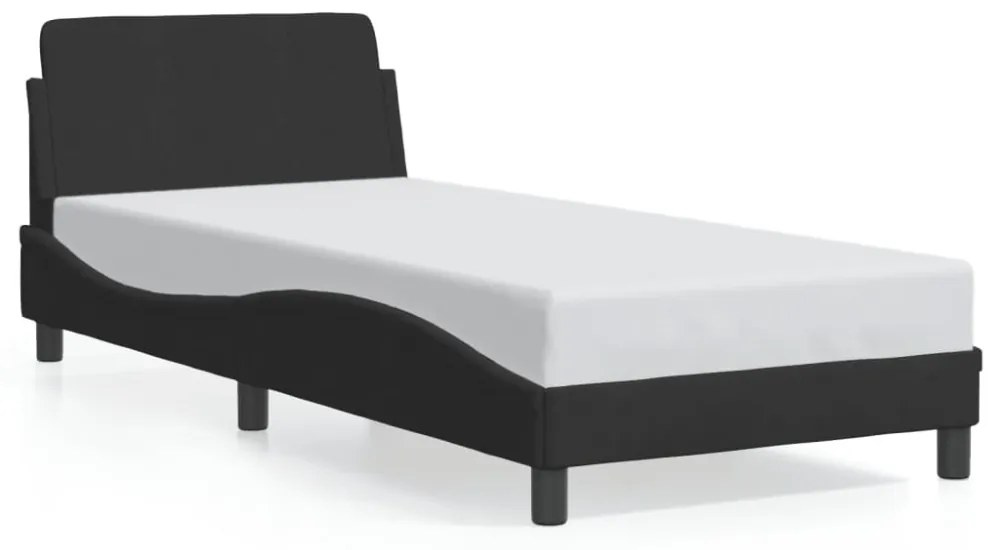 fekete bársony ágykeret fejtámlával Dover 80 x 200 cm