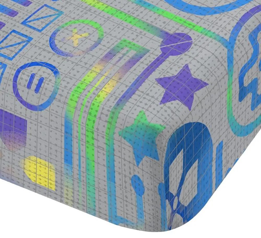 Szürke gumis egyszemélyes mikroszálas gyerek lepedő magas matrachoz 90x190 cm Gamer – Catherine Lansfield