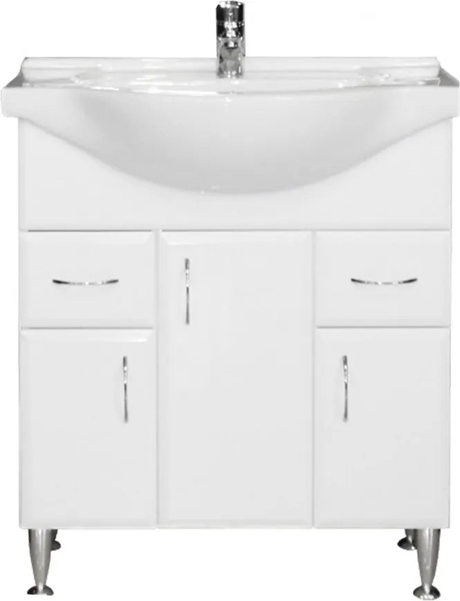 Bianca Plus 75 alsó szekrény mosdóval, magasfényű fehér színben