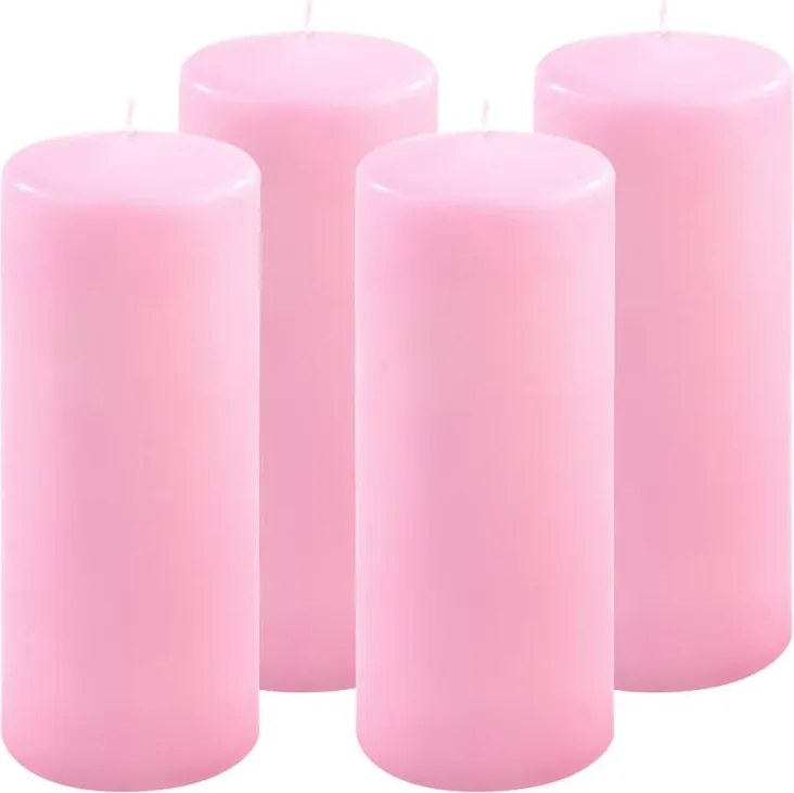 Gyertya készlet 20 cm Ø 7,5 cm 4 db rózsaszín