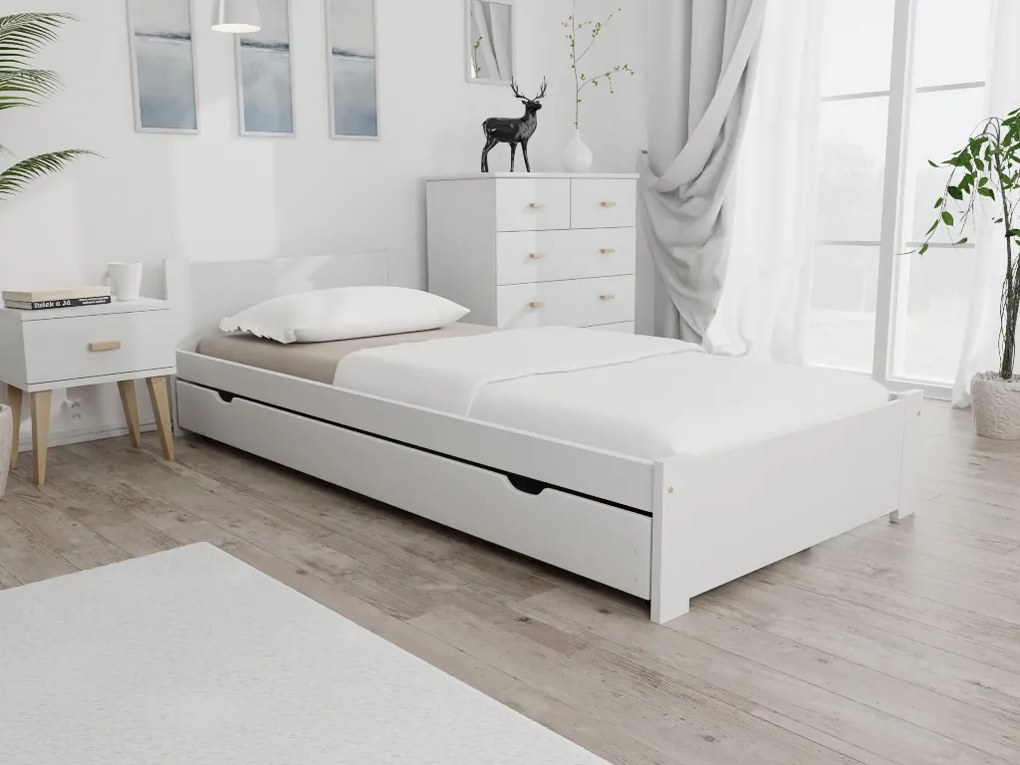Ágy IKAROS 90 x 200 cm, fehér Matrac: Matrace Sommera 18 cm, Ágyrács: Deszkás ágyráccsal
