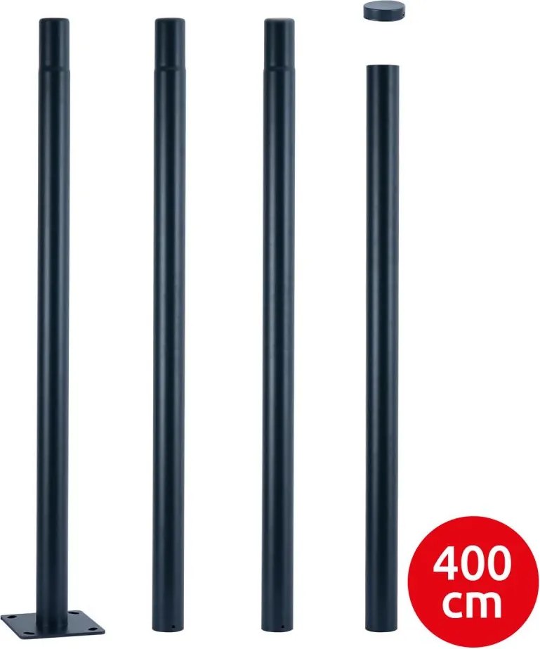 Brilagi - 4 m-es antracit fém tartórúd kültéri lámpaoszlophoz, Ø 58 mm