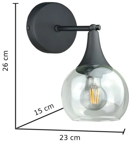 Fali lámpa STAR 1xE27/60W/230V fekete/átlátszó