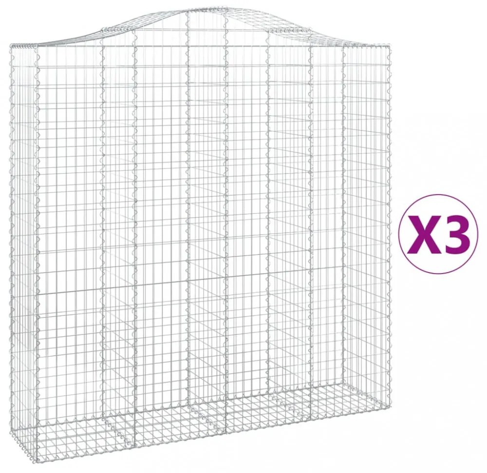 3 db íves horganyzott vas gabion kosár 200x50x200/220 cm