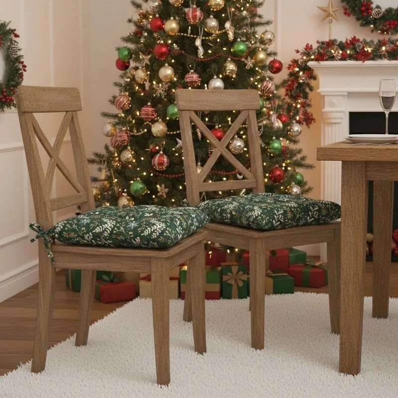 Steppelt Sitzkissen Grüne Weihnachten, 40 x 40 cm