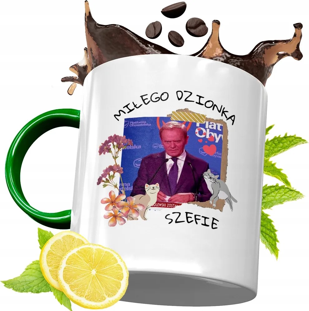 Donald Tusk Zöld Bögre Ajándék Nyomtatott Fotóval