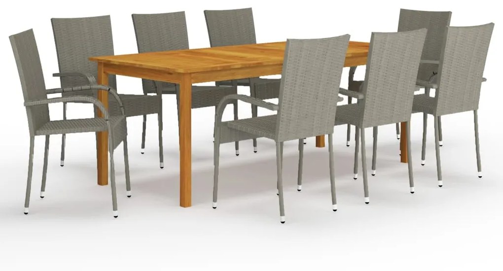 vidaXL 9 részes szürke kerti étkezőgarnitúra