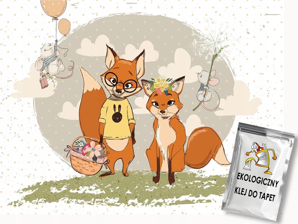 Fotótapéta Flizelina Gyerekek Állatok Róka Egér Barátság Játék 150x105 ragasztó