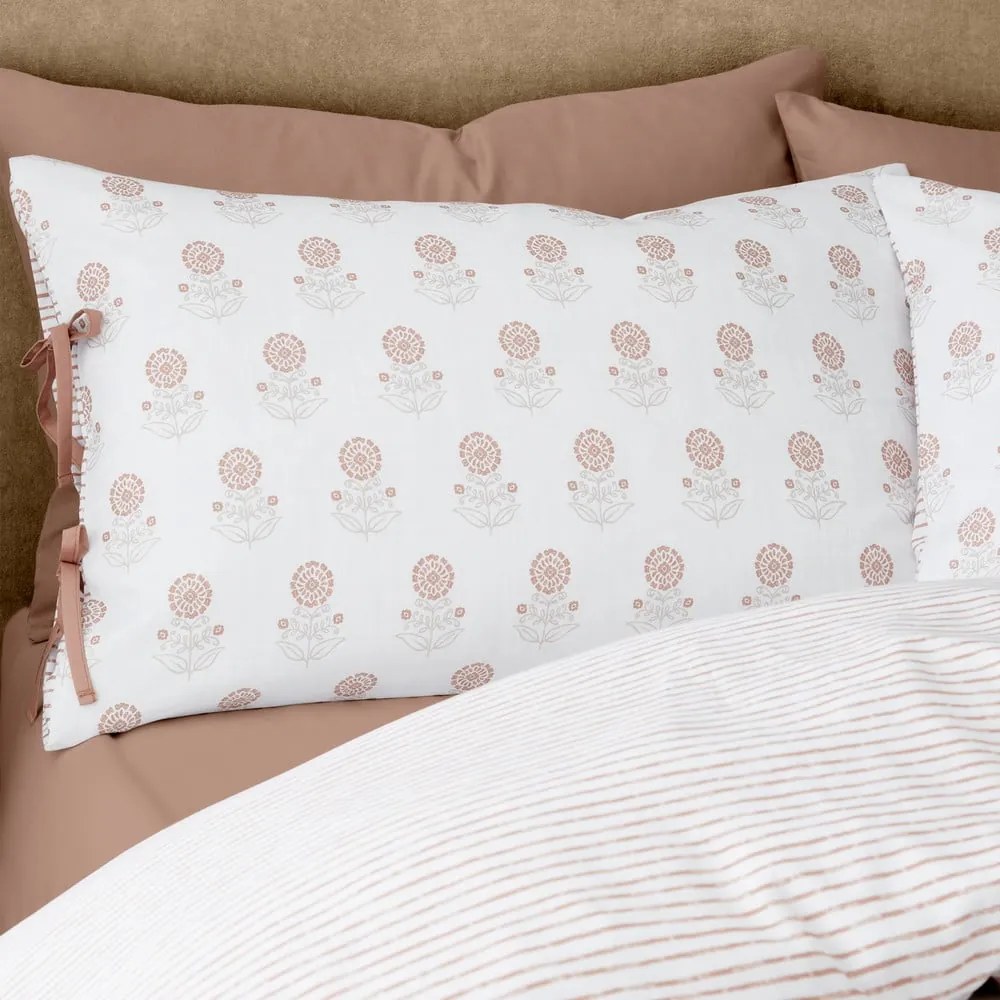 Fehér kétszemélyes hosszabbított ágyneműhuzat 230x220 cm Woodblock Floral – Pineapple Elephant