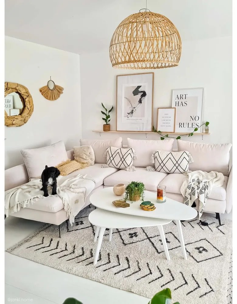 Krémszínű mosható kézi szövésű pamut szőnyeg 170x120 cm Bereber Rhombs – Lorena Canals