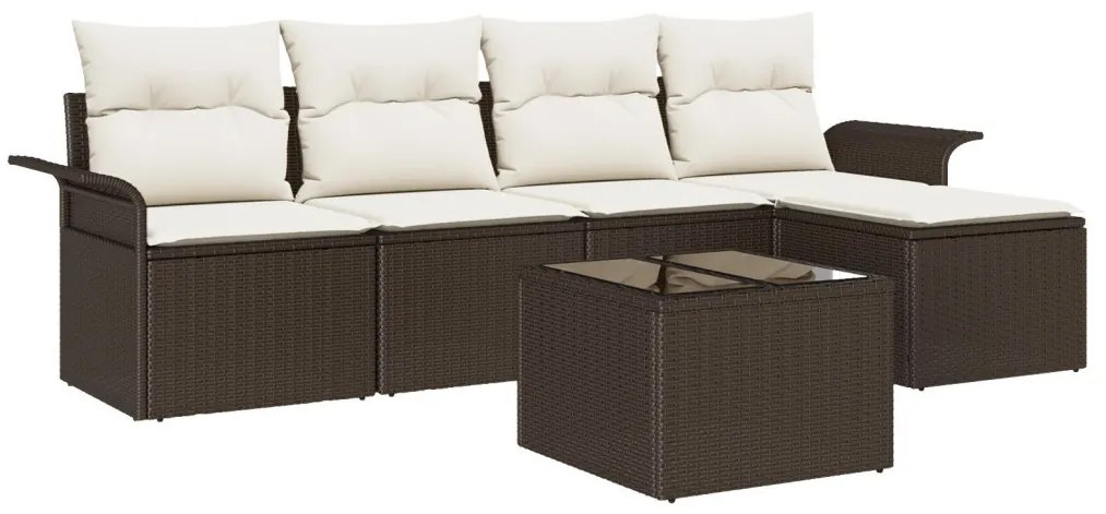 Kerti Kanapé Szett párnával tárolóval 6 pcs Barna Poli rattan