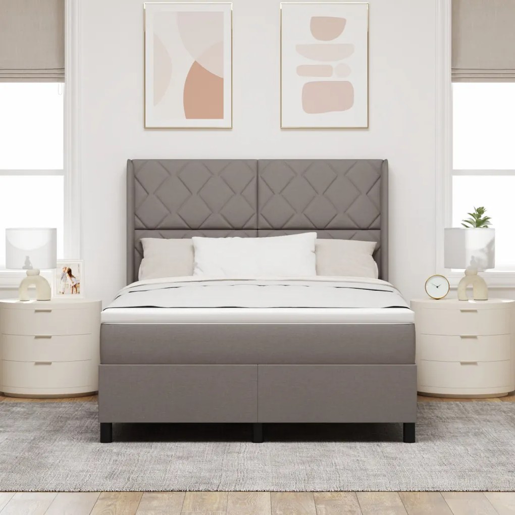 Boxspring Ágy Matraccal és LED-del Bézs 140x190 cm Szövet