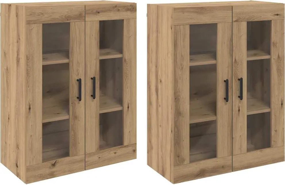 vidaXL Fali Szekrények 2 pcs kézműves tölgy 69,5 x 34 x 90 cm Faanyag